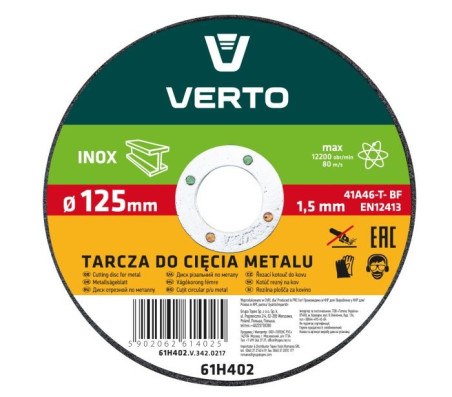 Tarcza tnąca do metalu 125 x 1.5 x 22.2 mm 61H402 /10szt./