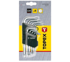 Klucze Torx krótkie T10-T50 stal CrV (zestaw 9 szt.) 35D960