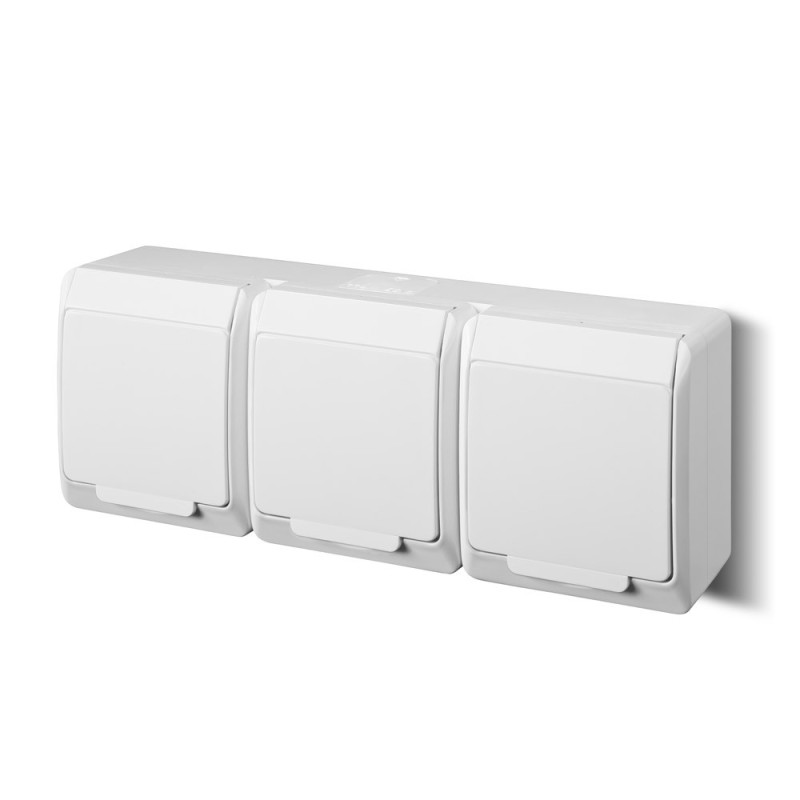 HERMES Gniazdo potrójne z/u 2P+Z SCHUKO IP44 białe 0326-02