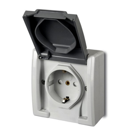 Aquant Gniazdo pojedyncze SCHUKO n/t IP55 szare 1244-10