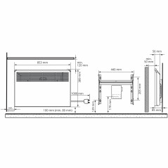 Grzejnik BETA 1000W 389x853mm z programatorem Bluetooth wtyczką i wspor. montażowym BETA10-BT-EP