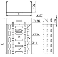 Korytko kablowe perforowane 400x110 grubość 1,0mm KGJ400H110/3 120240 /3m/