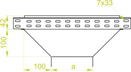 Trójnik redukcyjny korytka 100x42mm TRJ100H42 147810