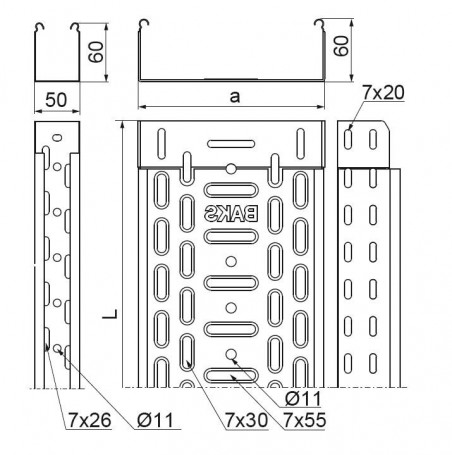 Korytko kablowe KGL/KCL/KPL50H60/2 160324 /2m/