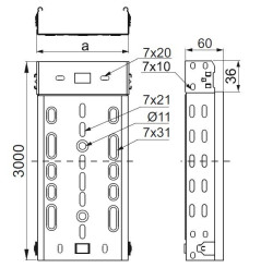 Korytko kablowe perforowane 200x60 grubość 1,0mm KGJ/KGOJ200H60/3 161016 /3m/