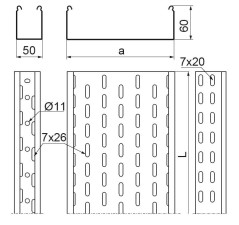 Korytko kablowe 150x60mm 1,5mm KCP150H60/3 N /3m/ 161415