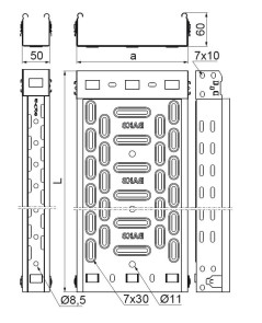 Korytko kablowe perforowane 200x60 grubość 0,7mm KFL200H60/3 161623 /3m/