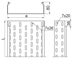 Korytko kablowe cykowane perforowane 300x80mm 0,7mm KCL300H80/3 N 180230 /3m/