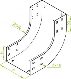 Łuk wewnętrzny 90 stopni LZWP300H100 311830