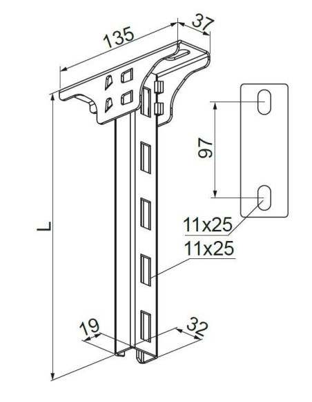 Wspornik 200mm 135mm WSP200 720420