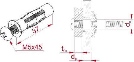 Kołek rozporowy do gips/karton KKG5x37 803940 /100szt.