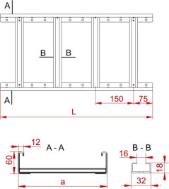 Drabinka kablowa100x3000mm grubość 1,5mm DGOP100H60/3N 863013