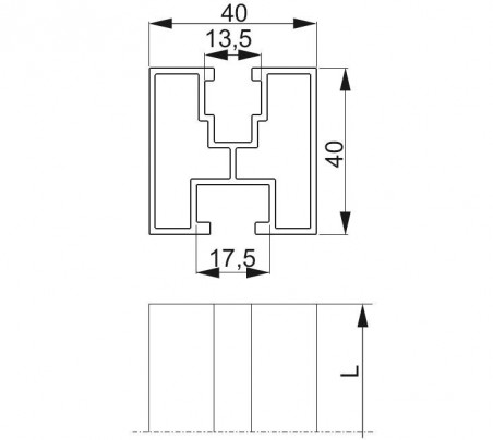 Profil aluminiowy PAL40H40/2,1 894621