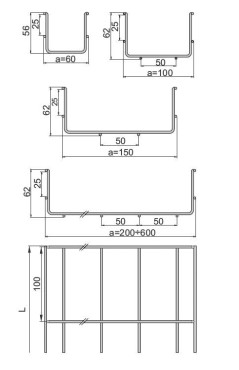 Korytko siatkowe zgrzewane z drutu galwanicznego 60x60mm KSG60H60/3 960210 /3m/